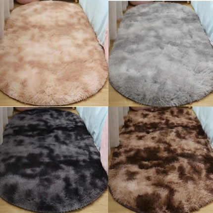 Tapis ovales en peluche-Tapis shaggy super doux-Tie-Dye Tapis shaggy-Chambre Salon Dortoir Chambre d’enfants Tapis de sol décoratifs à poils longs