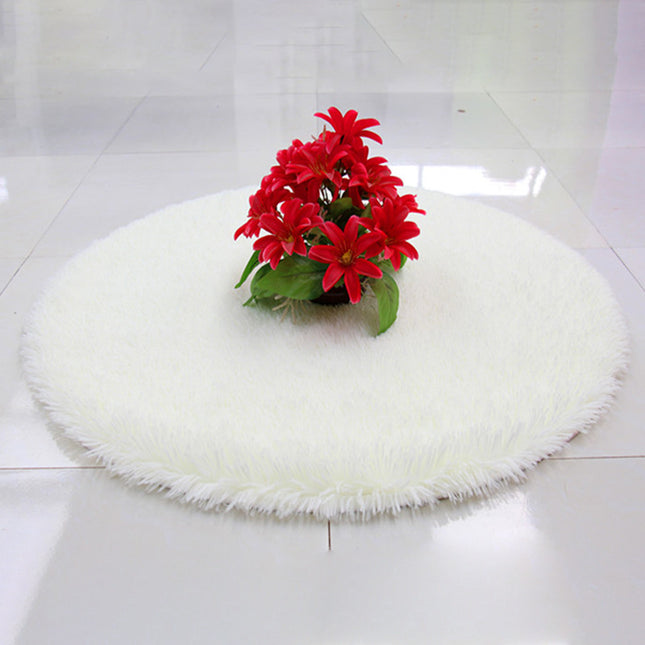 Solid Color Round Rugs Super Soft Shaggy Pile Kids Bedroom Round Area Rugs, Fluffy Shaggy Pile Rugs, Non-Slip Home Decor Cute Teen Room Rugs