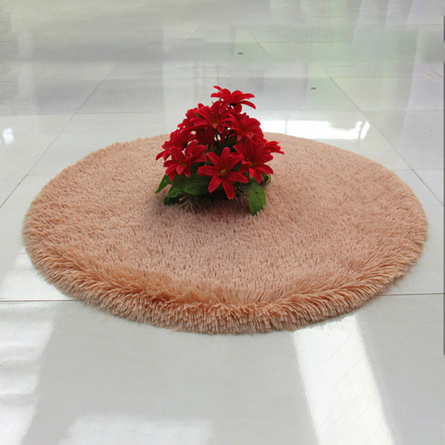 Solid Color Round Rugs Super Soft Shaggy Pile Kids Bedroom Area Rugs, Fluffy Shaggy Pile Rugs, Non-Slip Home Decor Cute Teen Room Rugs