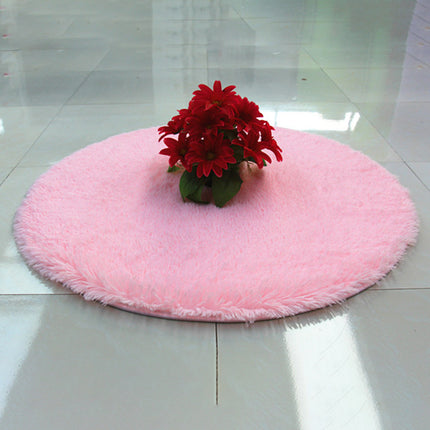Solid Color Round Rugs Super Soft Shaggy Pile Kids Bedroom Area Rugs, Fluffy Shaggy Pile Rugs, Non-Slip Home Decor Cute Teen Room Rugs