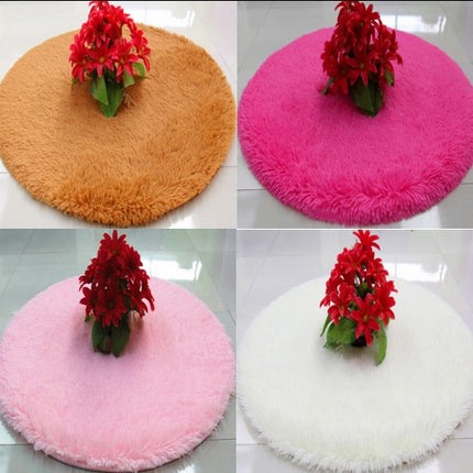 Solid Color Round Rugs Super Soft Shaggy Pile Kids Bedroom Area Rugs, Fluffy Shaggy Pile Rugs, Non-Slip Home Decor Cute Teen Room Rugs