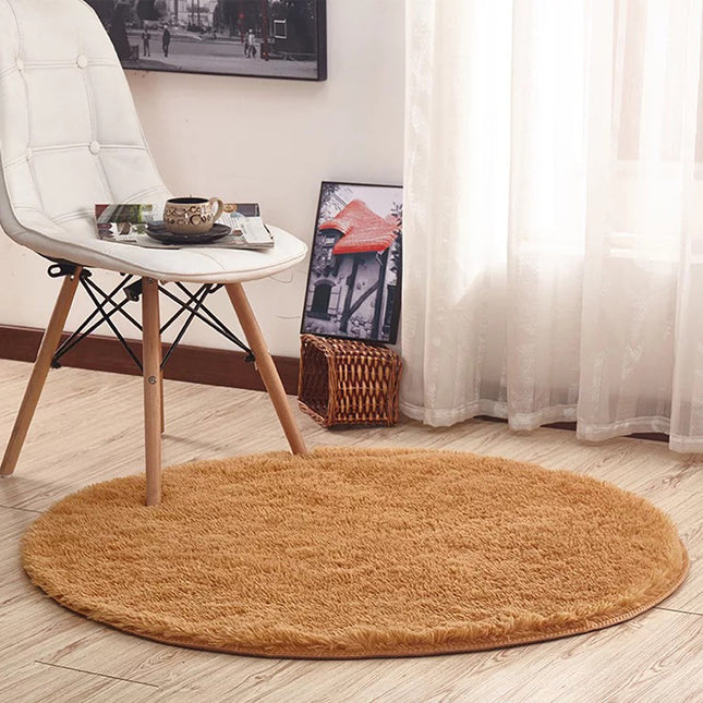 Round Rug, Fluffy Area Rug, Super Soft Pile Furry Rug, Machine Washable Suitable for Bedroom Kids Room Baby Rugs