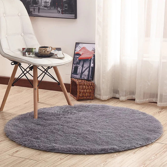 Round Rug, Fluffy Area Rug, Super Soft Pile Furry Rug, Machine Washable Suitable for Bedroom Kids Room Baby Rugs