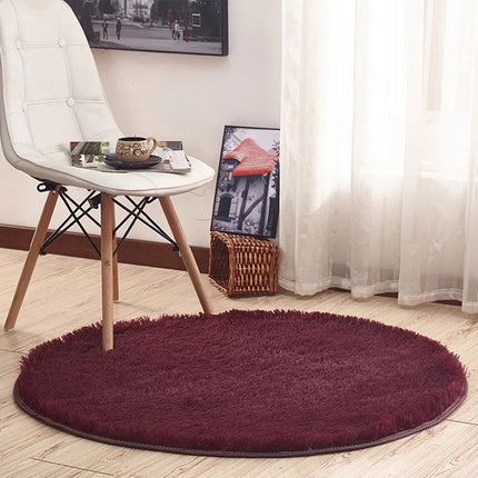 Runder Teppich, flauschiger Teppich, weicher pelziger Teppich, maschinenwaschbar, geeignet für Schlafzimmer, Kinderzimmer, Babyteppiche