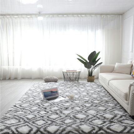 Living Room Fluffy Shaggy Carpet Shaggy Soft Oversized Carpet Bedroom Indoor Floor Carpet Geometric Floral Pattern