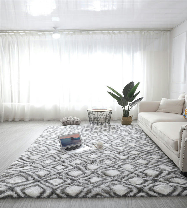 Living Room Fluffy Shaggy Carpet Shaggy Soft Oversized Carpet Bedroom Indoor Floor Carpet Geometric Floral Pattern