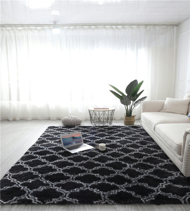 Living Room Fluffy Shaggy Carpet Shaggy Soft Oversized Carpet Bedroom Floor Carpet Modern Geometric Floral Pattern