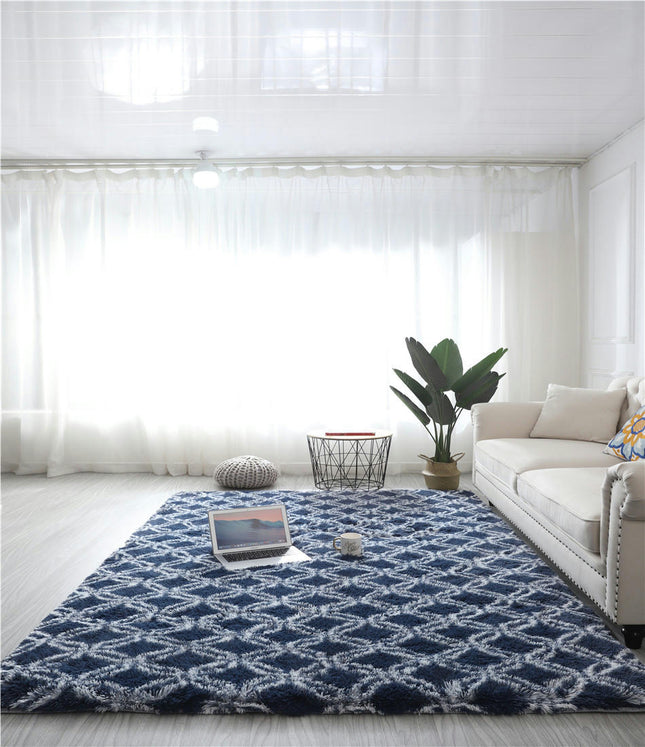 Flauschiger, zotteliger Teppich für das Wohnzimmer, weicher, übergroßer Teppich, Schlafzimmer-Innenbodenteppich, modernes geometrisches Blumenmuster
