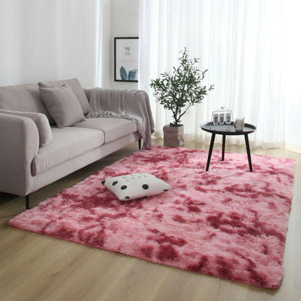Tapis à poils longs tie-dye, doux et moelleux, antidérapant, épais, adapté au salon, à la chambre à coucher, à la chambre d'enfant