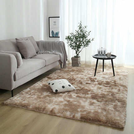 Tapis à poils longs tie-dye, doux et moelleux, antidérapant, épais, adapté au salon, à la chambre à coucher, à la chambre d'enfant