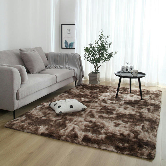 Tie-Dye Shaggy Area Rug Soft Fluffy Area Rug Anti-Slip Thickened Floor Carpet Pad  for Living Room Bedroom Children's Room