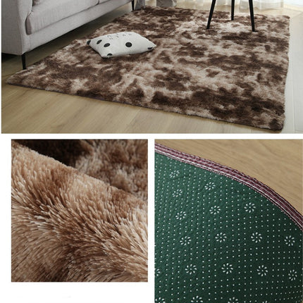 Tapis à poils longs tie-dye, doux et moelleux, antidérapant, épais, adapté au salon, à la chambre à coucher, à la chambre d'enfant
