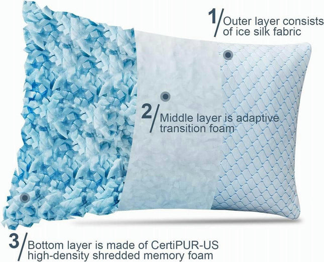 Oreillers en mousse à mémoire de forme déchiquetés, réglables pour les dormeurs sur le dos et le ventre, oreiller Queen