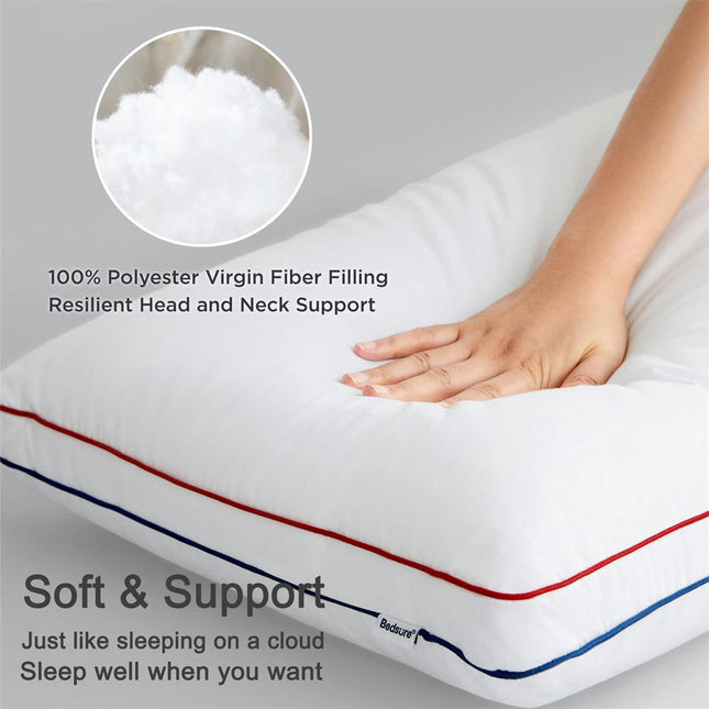 Down Feather Pillows 2 Pack Bed Pillows Hotel Pillows for Back Side Sleepers