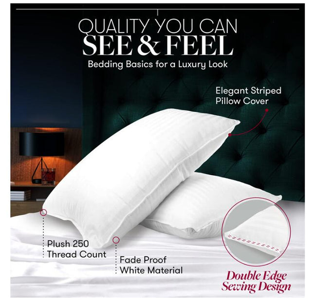 Oreillers Queen Size, paquet de 2 oreillers de lit pour dormir, oreillers pour dormir sur le côté et sur le dos