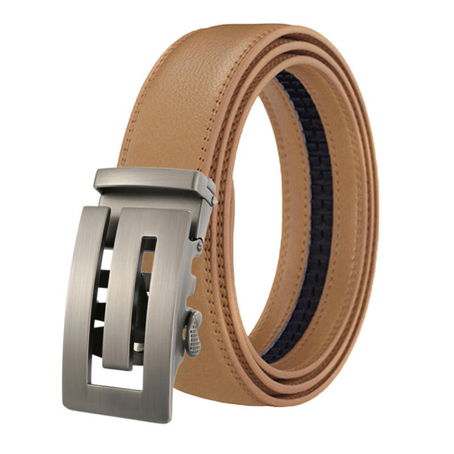 Mens Ratchet Belt, Leather Adjustable Slide Belt For Men Dress Casual Pant