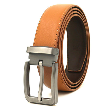 Ceinture habillée en cuir véritable pour hommes avec boucle à une broche