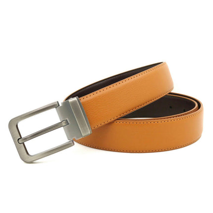 Ceinture habillée en cuir véritable pour hommes avec boucle à une broche