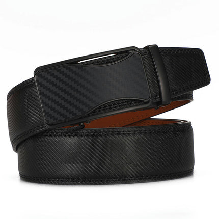 Ceinture à cliquet pour hommes avec cuir véritable, ceinture coulissante pour hommes