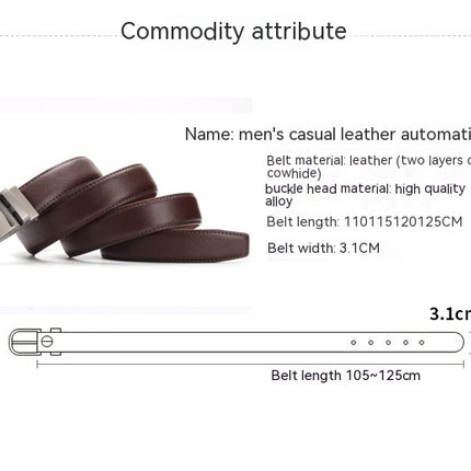 Leather Ratchet Casual Belt Men - Cut To Fit