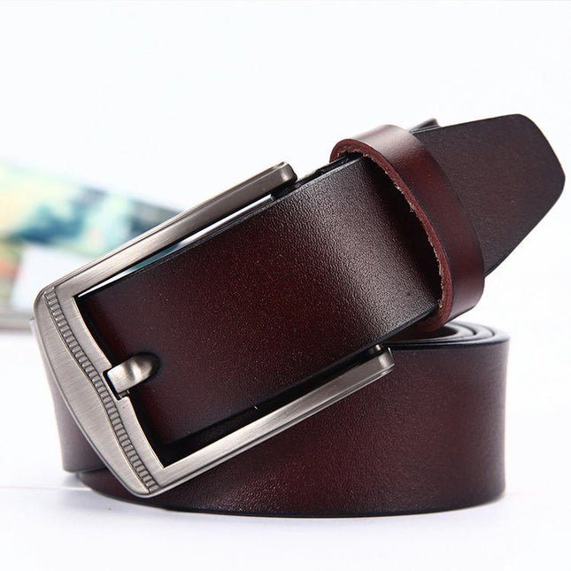 Men’s Genuine Leather Dress Belt Casual Belt with Single Prong Buckle