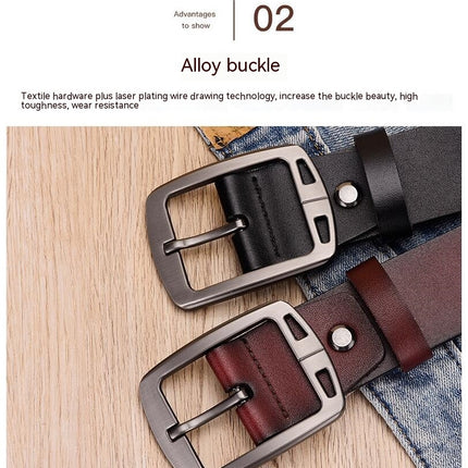 Men’s Genuine Leather Dress Belt Casual Belt with Single Prong Buckle