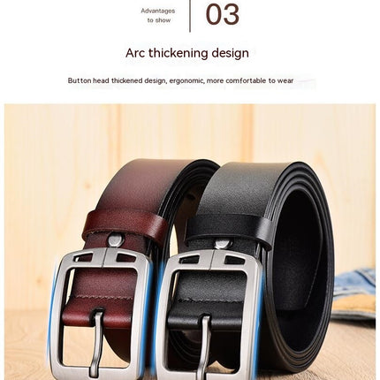 Men’s Genuine Leather Dress Belt Casual Belt with Single Prong Buckle