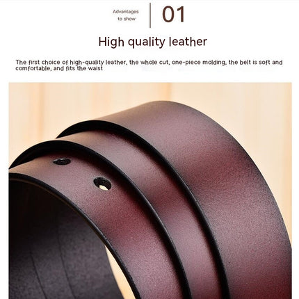 Men’s Genuine Leather Dress Belt Casual Belt with Single Prong Buckle