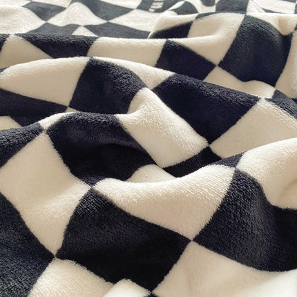 Lammwoll-Lounge-Decke, Schachbrett-Karo-Plüschdecke, warme Nerz-Kuscheldecke, weiche, verdickte warme Plüschdecke für Bett, Sofa und Zweisitzer