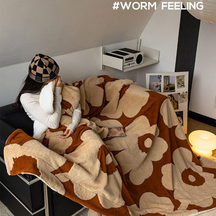 Lambswool Lounge Blanket, Fluffy Blanket, Kampho Fleece Warm Cozy Blanket, Soft Thickened Warm Plush Blanket for Bed, Sofa and Chaise Lounge