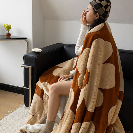 Lambswool Lounge Blanket, Fluffy Blanket, Kampho Fleece Warm Cozy Blanket, Soft Thickened Warm Plush Blanket for Bed, Sofa and Chaise Lounge
