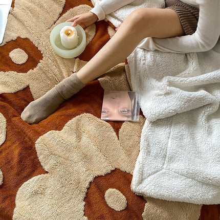 Lambswool Lounge Blanket, Fluffy Blanket, Kampho Fleece Warm Cozy Blanket, Soft Thickened Warm Plush Blanket for Bed, Sofa and Chaise Lounge