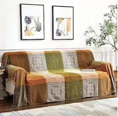 Woven blanket, chenille jacquard blanket, tapestry, outdoor knitted fringe blanket, soft and cozy, lightweight sofa decorative blanket, bed, sofa