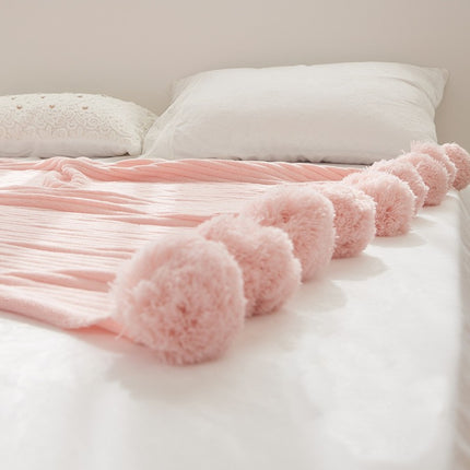 Couverture tissée, couverture tricotée en coton, couverture à boules, couverture de climatisation, couverture de canapé, couverture de canapé légère, douce et confortable, lit, canapé