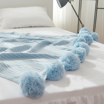 Couverture tissée, couverture tricotée en coton, couverture à boules, couverture de climatisation, couverture de canapé, couverture de canapé légère, douce et confortable, lit, canapé