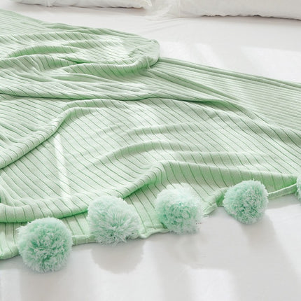 Couverture tissée, couverture tricotée en coton, couverture à boules, couverture de climatisation, couverture de canapé, couverture de canapé légère, douce et confortable, lit, canapé