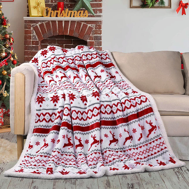 Facecloth Blanket Lambswool Blanket Thickened Digital Christmas Printed Lambswool Napping Blanket Camping Blanket Furry Bed Blanket