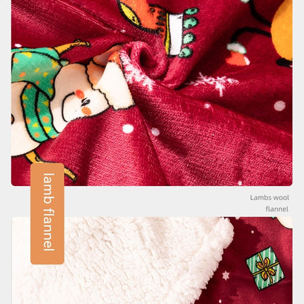 Couverture en laine d'agneau épaisse, imprimée numérique de Noël, couverture de sieste en laine d'agneau, couverture de camping, couverture de lit en fourrure