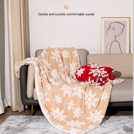 Cashmere blanket, Christmas snowflake fluffy blanket, shaggy soft blanket, plush fleece blanket for sofa bed, warm and cozy fall and winter thick bed blanket
