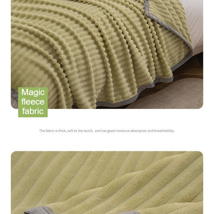 Couverture en peluche, couverture chaude et confortable à rayures de couleur unie, couverture en peluche moelleuse pour lit, canapé et chaise rembourrée