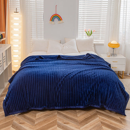Couverture en peluche, couverture chaude et confortable à rayures de couleur unie, couverture en peluche moelleuse pour lit, canapé et chaise rembourrée