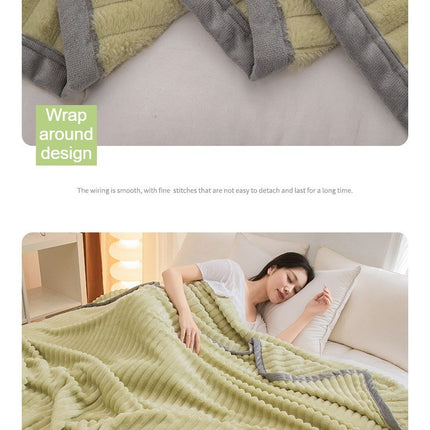 Couverture en peluche, couverture chaude et confortable à rayures de couleur unie, couverture en peluche moelleuse pour lit, canapé et chaise rembourrée