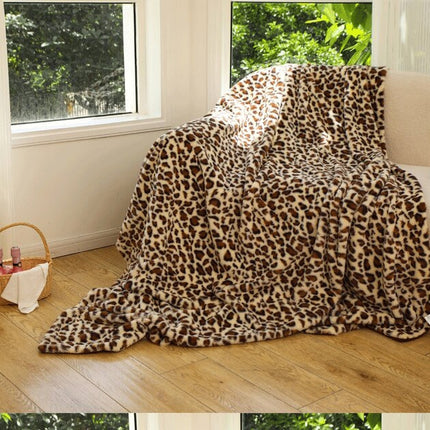 Faux Rabbit Fur Flannel Blanket, ins style printed milk print for sofa bed, fluffy blanket, plush soft blanket, fluffy fleece blanket, warm cozy bed blanket