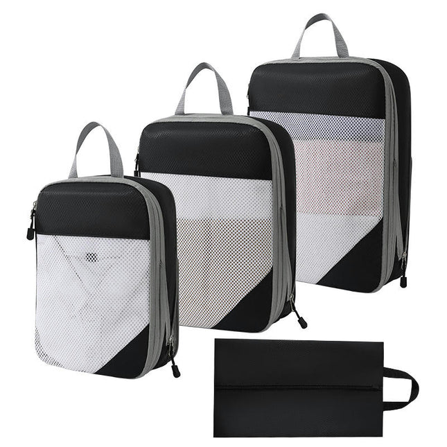 4 pcs Set Compression Packing Cubes for Suitcases, Mesh Set Travel Packing Organizers Bags