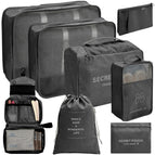 Wash bag set of eight in black