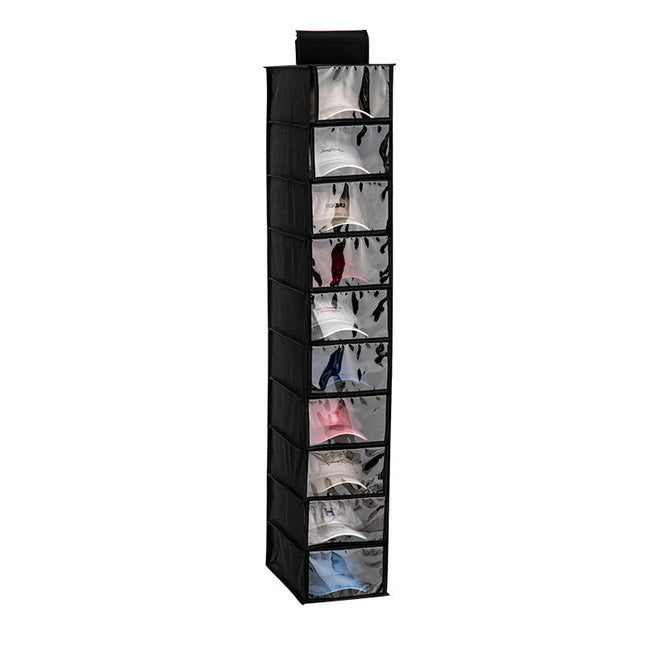 10 Shelf Version Hat Organizer for Closet with Dust Shield & Storage Pockets