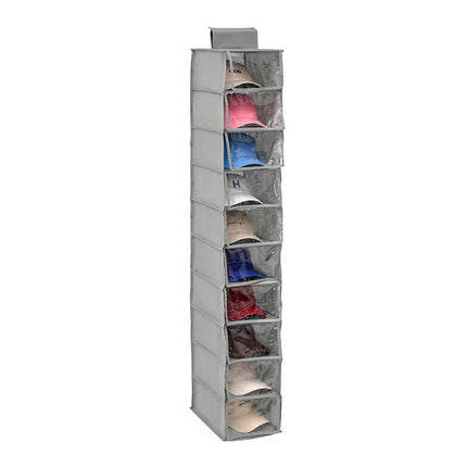 Hut-Organizer in 10-Regal-Version für den Schrank mit Staubschutz und Aufbewahrungstaschen