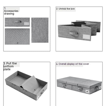 Under Bed Storage With Lids,Foldable Underbed Storage Box with Handles