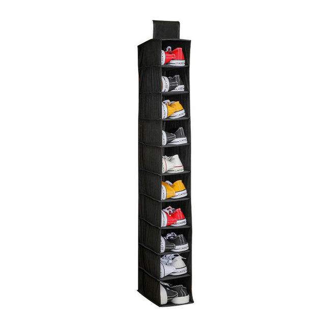 Hat Rack with Dust Shield and Side Pockets, 10 Shelf Hanging Closet Hat Shelf