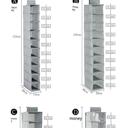 Hat Rack with Dust Shield and Side Pockets, 10 Shelf Hanging Closet Hat Shelf